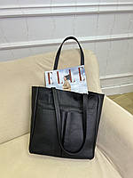 Класична сумка в чорному кольорі для міста, елегантний шкіряний шопер для стильних жінок для роботи