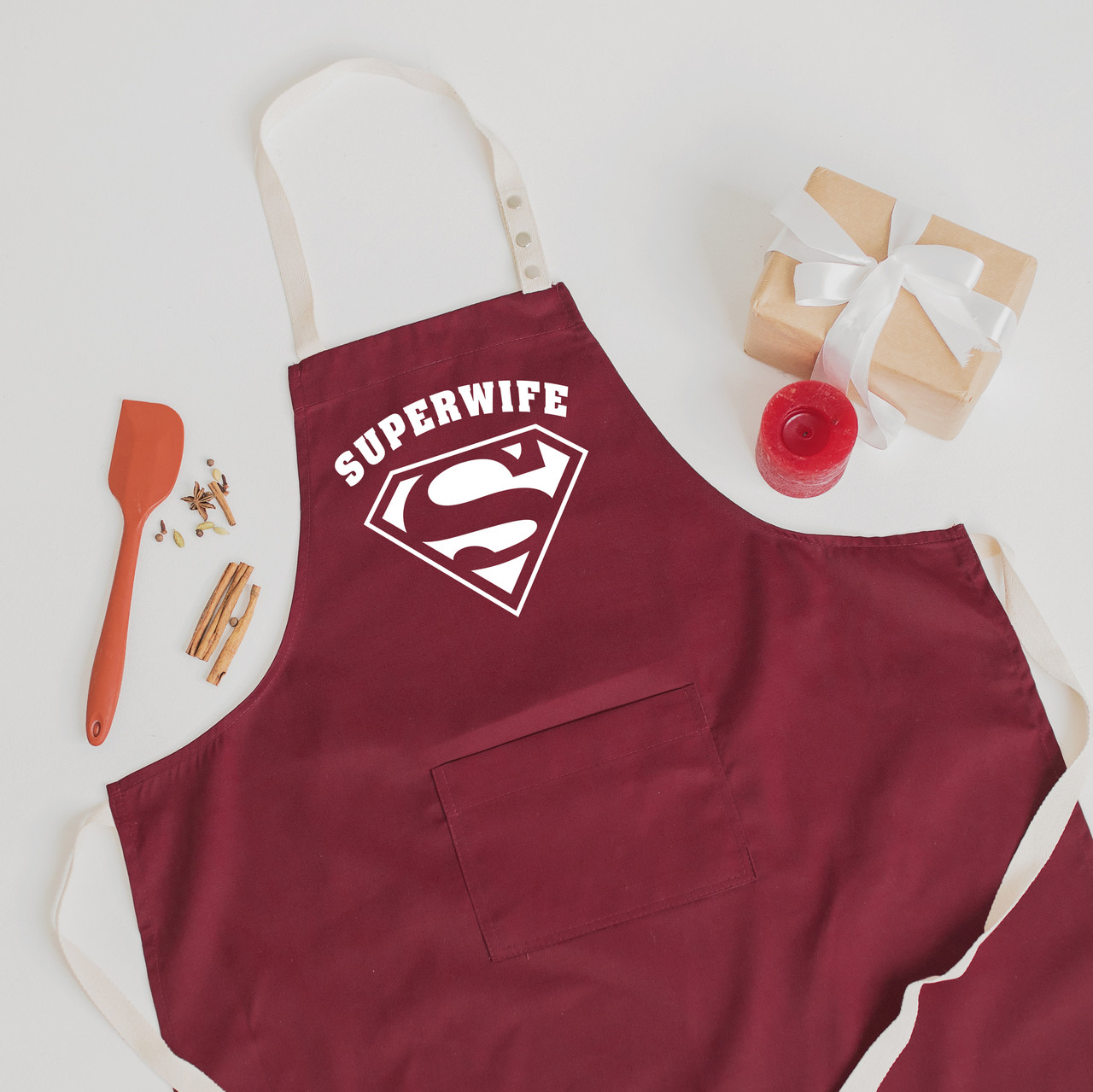 Кухонний фартух жіночий з кишенею "SUPERWIFE", фото 1