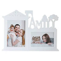 🤍Фоторамка Family 35х25см настільна, колаж на 2 фото 13х18см та 10х15см, біла