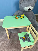 Стіл і стілець дитячий. Для навчання, малювання, гри. Стіл із шухлядою та стільчик., фото 3