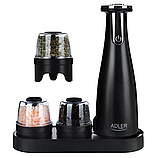 Подрібнювач спецій 3в1 Adler AD 4449b Набір з 3 мельниць для спецій, солі та перцю - USB, фото 2