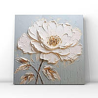 Картина абстрактный цветок "White tenderness" на холсте, ручная работа