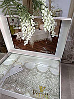 Скатерть на обеденный стол льняная (лен) сервировочная прямоугольная 160/220 см Турция Verolli Модель №4