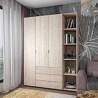 Шкаф для одежды в спальню Гелар дуб сонома 154.4х49.5х203.4 распашной гардероб для спальни шкафы с этажеркой