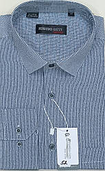 Чоловічі класичні сорочки Ferrero Gizzi vd-0052 у клітку сіра з довгим рукавом, ошатна, стильна 44