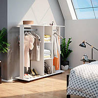 Вешалка стойка гардеробная Д3 Белая 130 см х 40.6 см х 121 см для одежды на колесах мобильная в комнату дом