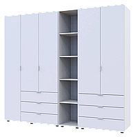 Шкаф для одежды в спальню Гелар белый 231.9х49.5х203.4 распашной гардероб для спальни комплект с этажеркой
