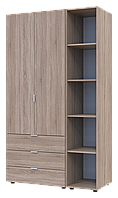 Шкаф для одежды с этажеркой Гелар дуб сонома 115.7х49.5х203.4 распашной гардероб для спальни шкафы комплект