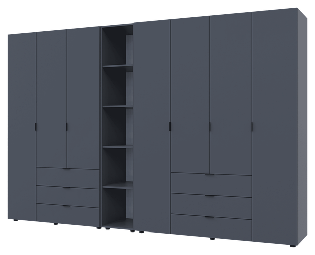 Шкаф для одежды в спальню Гелар графит 309.4х49.5х203.4 распашной ...