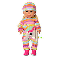 Интерактивная кукла-пупс в пижаме единорога 44 см для девочки с аксессуарами Малятко BLS007O-S-UA