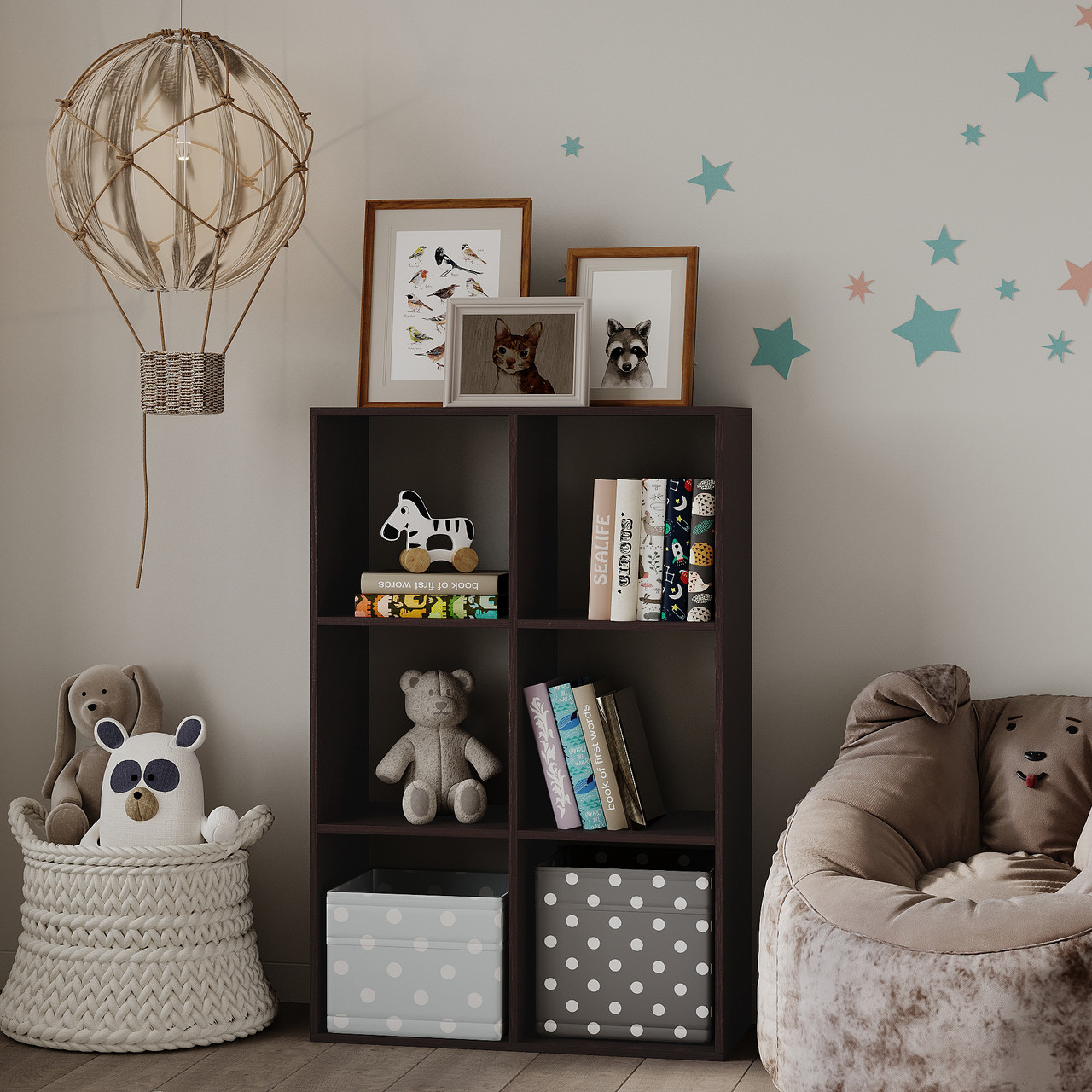 Стелаж з полицями на 6 секцій Венге Магія 1204х800х352 мм, фото 1