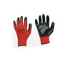 Перчатки с нитриловым покрытием р.10 (красный+черный манжет без подвеса/хедера) (СИЛА)
