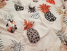 Двоспальний комплект постільної білизни компаньйони горох і ананаси 180*220 бавовняний 100% із сатину, Черешенька ТМ, фото 5