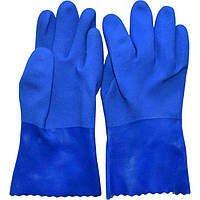 Перчатки резиновые бензо, масло, кислотостойкие, синие размер 10