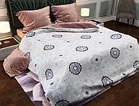 Полуторна постільна білизна компаньйон з візерунком орнаментом 150*220 сатинова з натуральної бавовни, Черешенька ТМ