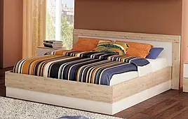 Ліжко двоспальне 160*200 у спальню ЛДСП дуб пісочний/білий Вірджинія Неман