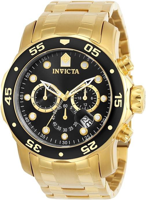Мужские оригинальные наручные классические часы Invicta 0072 Chronograph, часы золотистые, инвикта