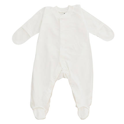 213503м Чоловічок комбінезон з антидряпками молочний для малюків Тм MiniKin розмір 56 см, фото 1