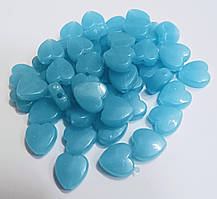 Намисто Finding Серце пласке Блакитний світиться в темряві 10 мм Ціна за 50 шт