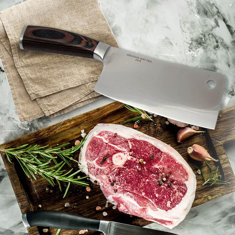 Ніж сокири — 17,5 см Кухонний ніж — сокира — ніжок для оброблення Кухонний ніж із неіржавкої сталі P&T