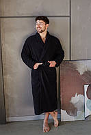 Банний махровий халат XL 100% бавовна, Узбекистан, чорний