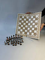 Розкішні шахи, шашки із акрилового каменю 47*24 см, арт.190607