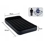 Матрац надувний одномісний Intex 99х191х25 см із підголівником 64146 ND, з вбудованим електронасосом, фото 7