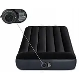 Матрац надувний одномісний Intex 99х191х25 см із підголівником 64146 ND, з вбудованим електронасосом, фото 3