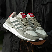 Чоловічі Кросівки Adidas ZX 500 RM Grey Four Scarlet / Адідас ЗХ 500 РМ Фор Сірі з Червоним, фото 4
