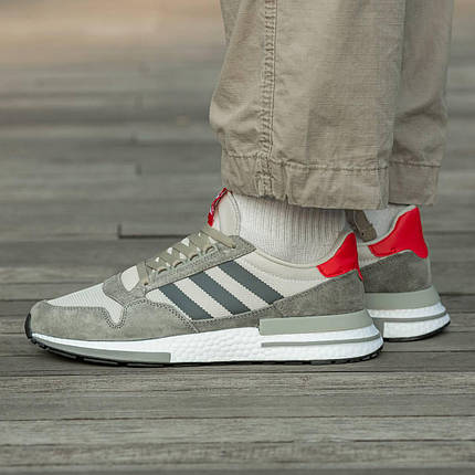 Чоловічі Кросівки Adidas ZX 500 RM Grey Four Scarlet / Адідас ЗХ 500 РМ Фор Сірі з Червоним, фото 1