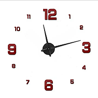 Часы 3D настенные большие "Realm" 3Д часы необычные настенные часы Красный циферблат - чёрные стрелки