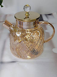 Чайник скляний заварник "Бурштиновий Ромбус" (1000 мл, 1500 мл)