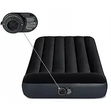 Надувний матрац Intex односпальний 99х191х25 см 64146 з підголівником, з електронасосом, одномісний
