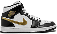 Кроссовки Nike Air Jordan 1 Mid SE "Black/Gold Patent Leather" 852542-007