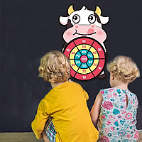 Безопасный дартс набор с 3 шариками на липучке для детей в виде животного Корова