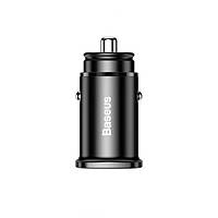 Автомобильное зарядное устройство АЗУ Baseus Square Metal PD 3.0 QC 4.0 30W USB + Type-C (black)