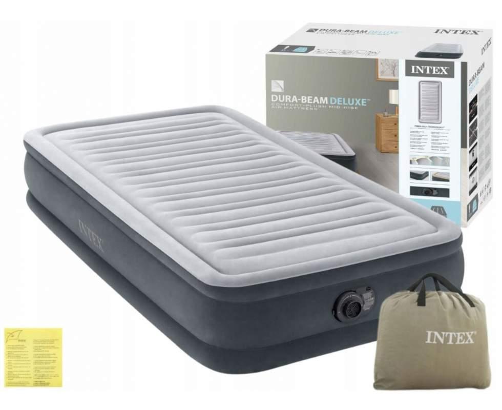 Надувне ліжко матрац Intex одномісне 99х191х33 см DELUXE 67766 NP, з вбудованим насосом 220V