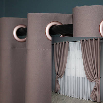 Комплект (2шт. 1,5х2,5м.) штор на люверсах, колекція "Bagema Rvs". Колір пудровий. Код 1245ш 37-0018