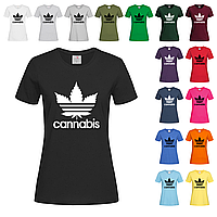 Черная женская футболка Сannabis adidas (20-3-6)