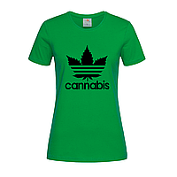 Зеленая женская футболка Сannabis adidas (20-3-6-зелений)