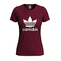 Бордовая женская футболка Сannabis adidas (20-3-6-бордовий)