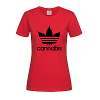 Красная женская футболка Сannabis adidas (20-3-6-червоний)