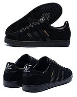 Мужские замшевые кроссовки Adidas (Адидас) Black, кеды повседневные черные. Мужская обувь