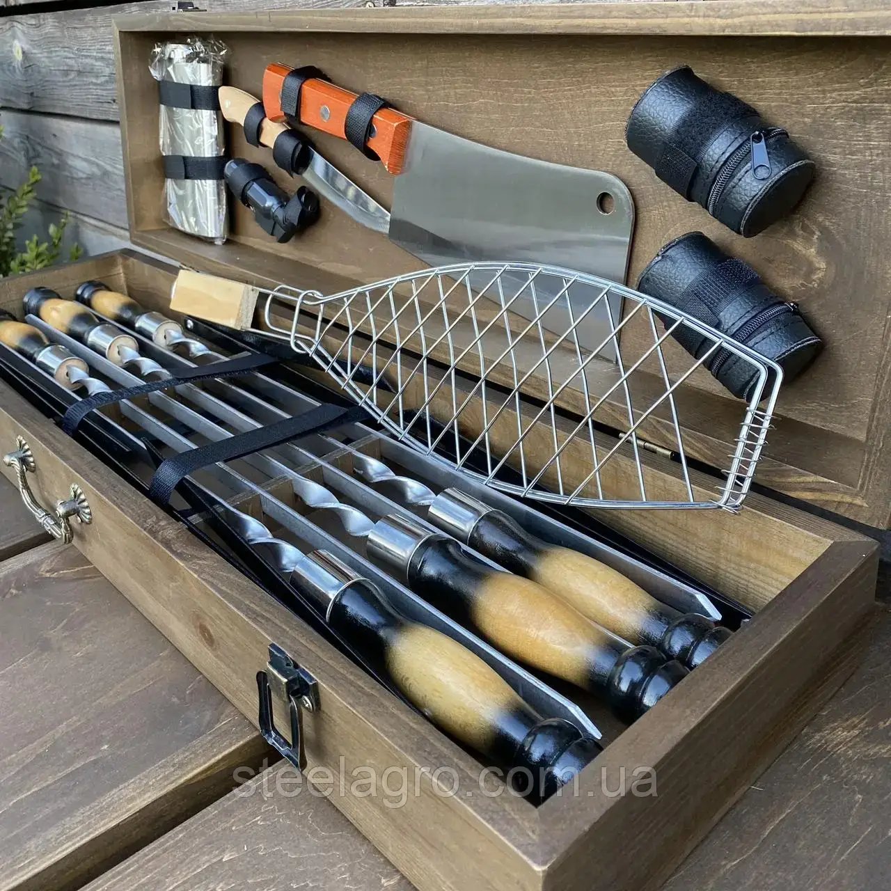 Подарунковий Набір шампурів Майстер BBQ ручної роботи, фото 1