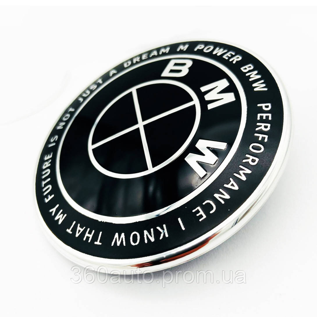 Автологотип значок емблема BMW БМВ 82 мм Ювілейна 50 років Motorsport Black напис 74 мм