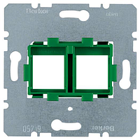 Hager Berker Опорная пластина для модульних разъемов с зелёной вставкой, 2-кратная (Арт. 454104)