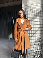 Стильное Пальто женское с поясом Ткань: букле+подкладка в цвет Размер С М Л