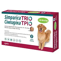 Жевательные таблетки Zoetis Симпарика Трио против блох и клещей для собак весом от 20.1 до 40 кг, цена за 1 та