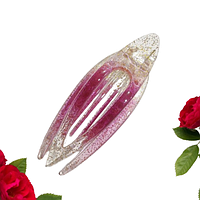 Шпилька качечка краб бічний з блискітками 9.5 см Fashion Jewelry малиновий