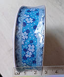 Стрічка 2.5 см ажурна блакитна "клевер" 1моток=23м, фото 2